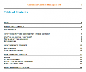 Confident Conflict Management Table of Contents - ebook - download - professional development - leadership skills - leadership training