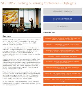 2019 Teaching & Learning Conference Highlights - VET Education - Keynote Speaker - Workshop Facilitator - Behavoiural Change - Communication Skills - Leadership Skills
