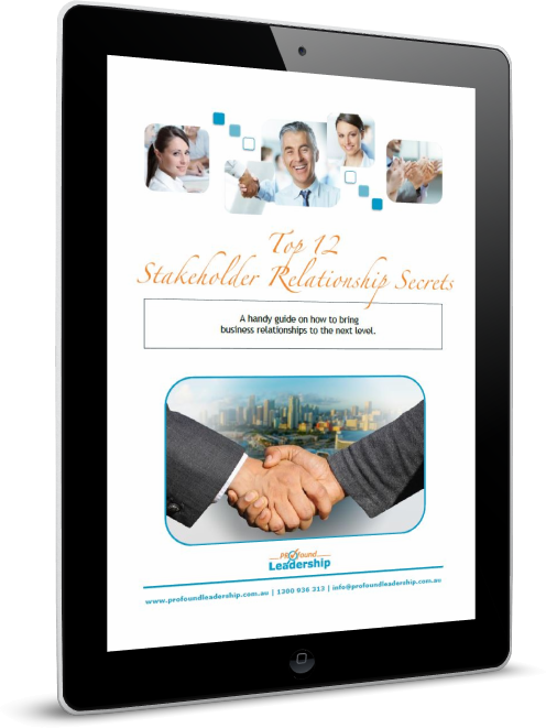 FREE Download - 12 Stakeholder Relationship Secrets - Leadership Skills - Management - PDF 3D Cover